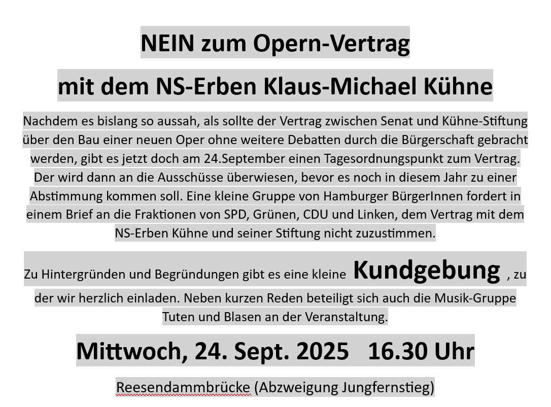 Nein zum Opern-Vertrag mit dem NS-Erben K.-M. Kühne